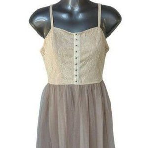 Women's American Eagle Balletcore Dress Cream Mauve Corset‎ Tulle Size 2